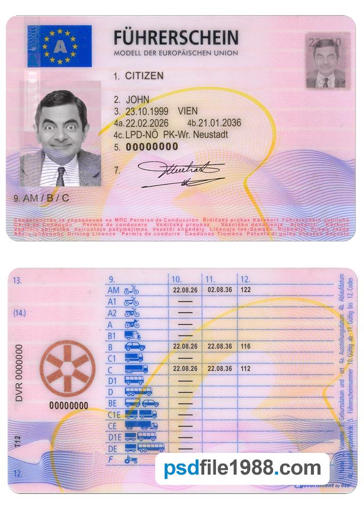 Austria Driving License 2013-Present